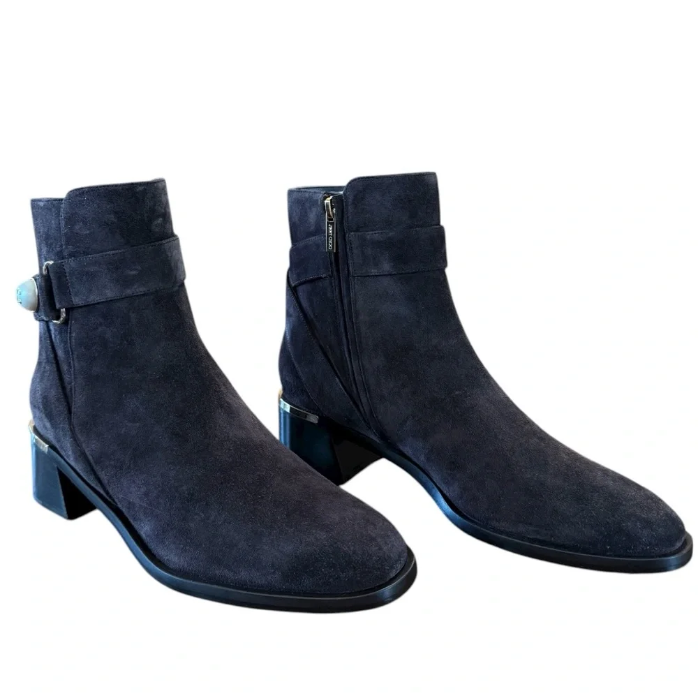 Jimmy Choo Noor 45 Coffee Brown Velvet Suede Ankle Boots NEW EU 39.5 US 9.5